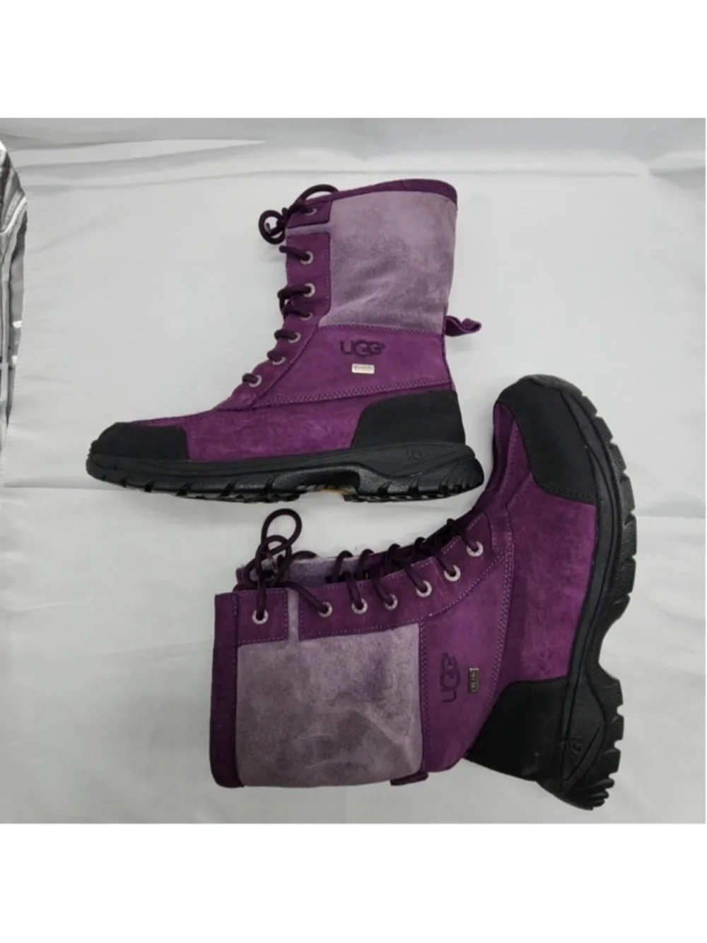 UGG Snow Boots Womens Size 8 Shoes Purple Leather Lace Up Waterproof Vibram